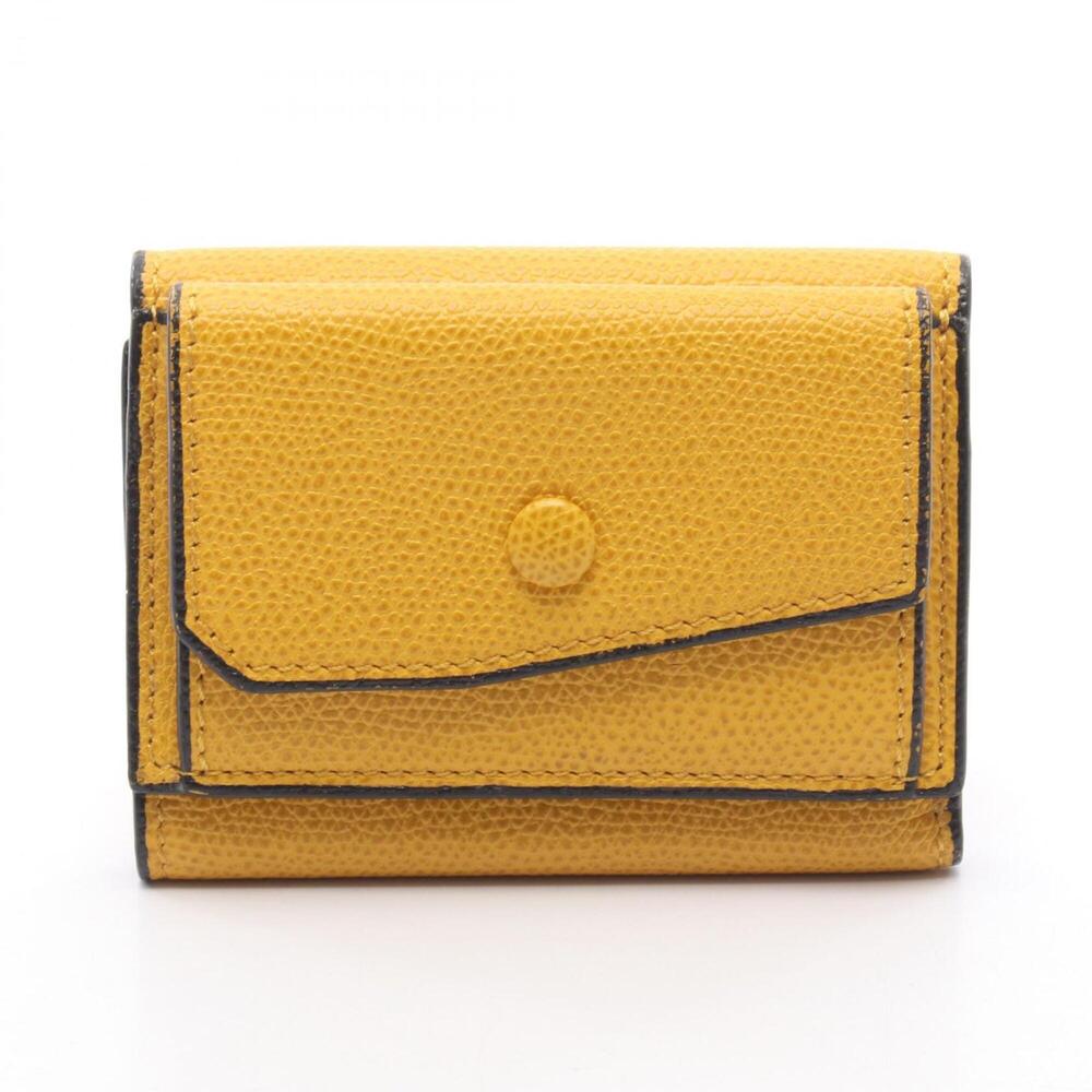 Valextra Compact Purse Tri-fold Wallet Leather Women's Yellow SGNL0026028LRLW...